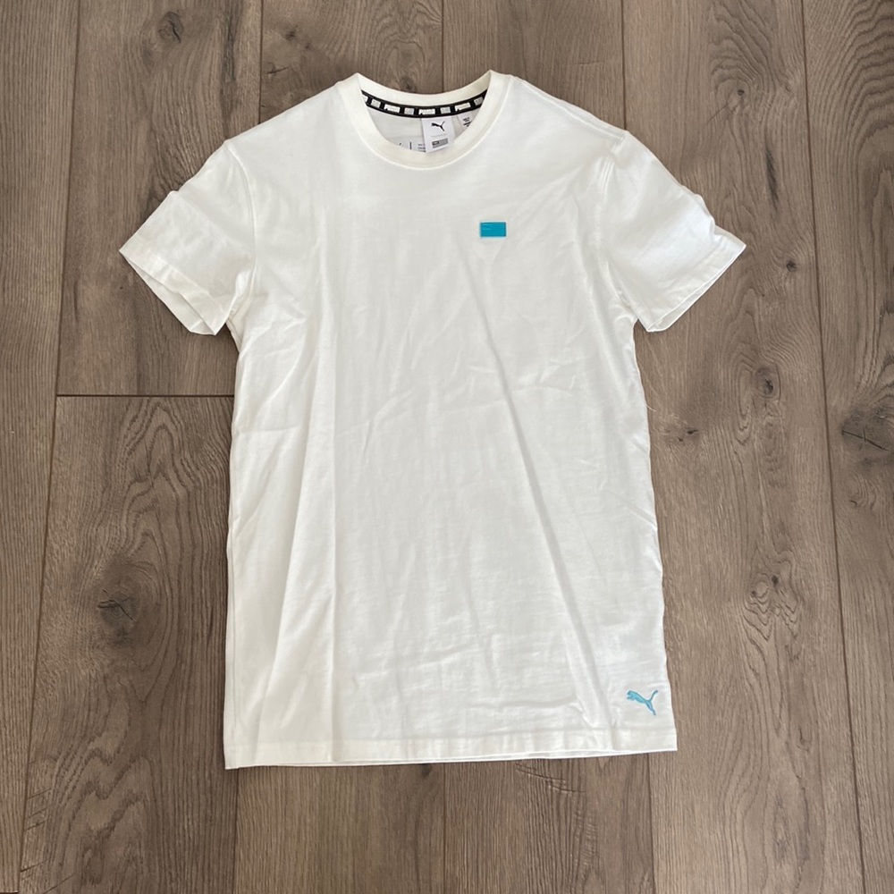 Mens Puma x TMC Hussle Way T-Shirt Color White Blue Mens Size Small